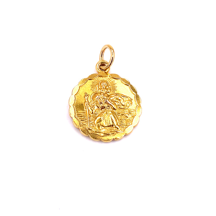 Unisex 9ct Yellow Gold St Christopher Pendant -2.4g