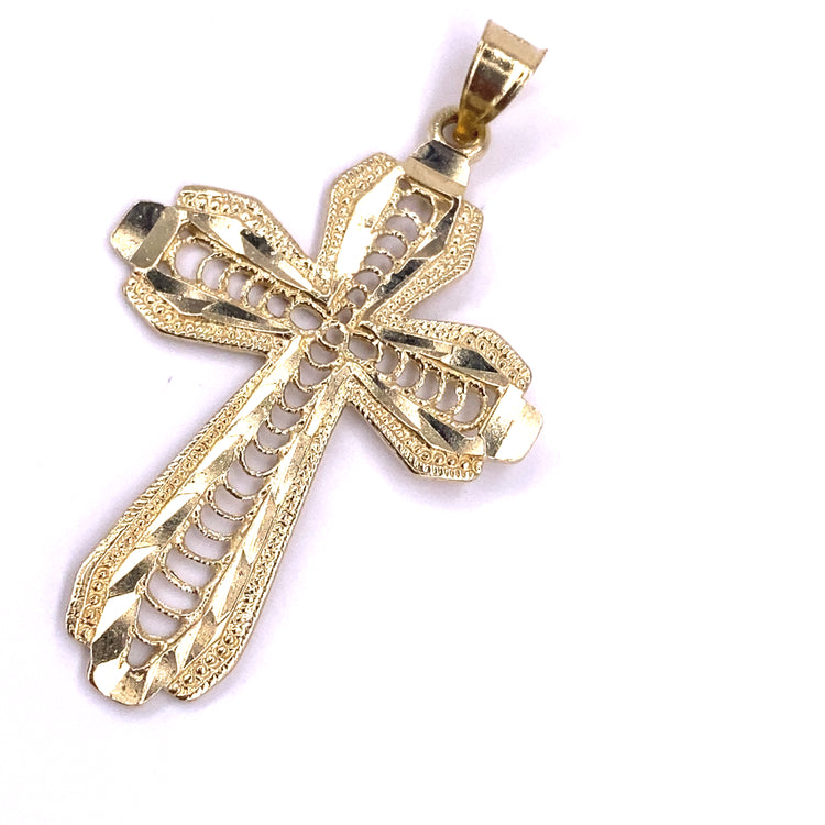 Unisex 9ct Yellow Gold Openwork Cross Pendant- 2.5g