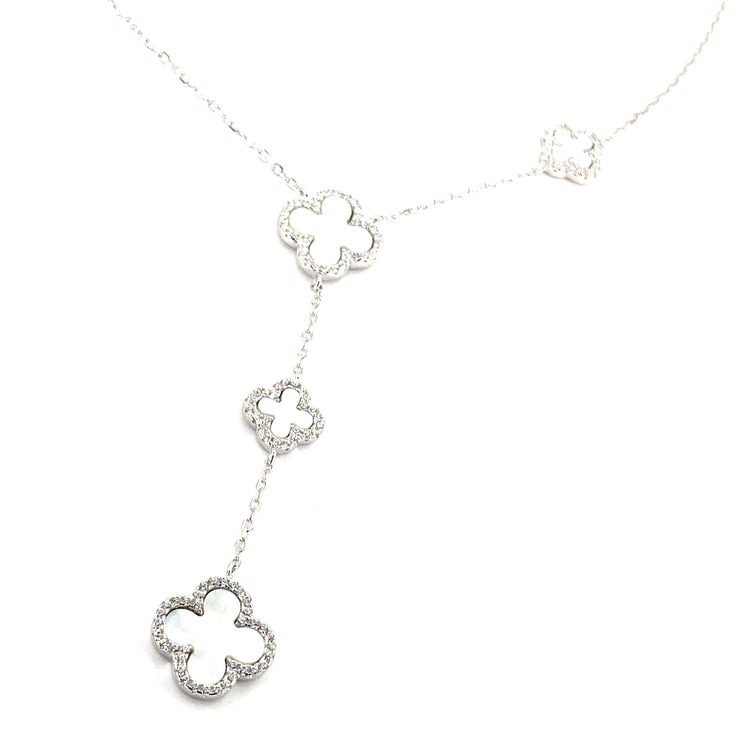 Women’s 925 Sterling Silver ‘Bloom’ Mother Of Pearl Necklace -CZ