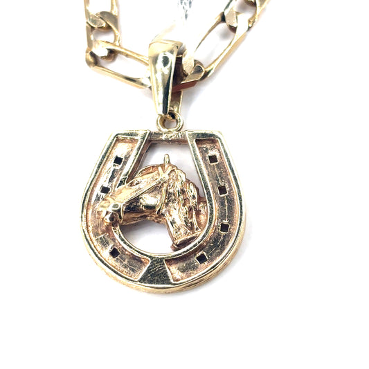 Women’s 9ct Yellow Gold Horse Shoe Pendant - 11.5g 2.5”