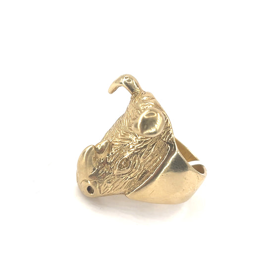 Men’s 9ct Yellow Gold Bull Ring - 32g Size Z