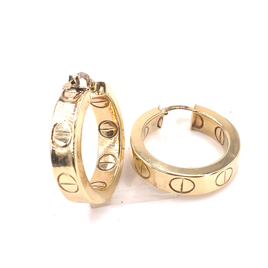 Women’s 9ct Yellow Gold Screw Hoops - 3.8g