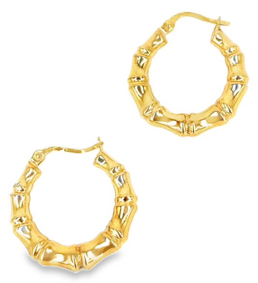 Women’s 9ct Yellow Gold Bamboo Hoops - 1.8g