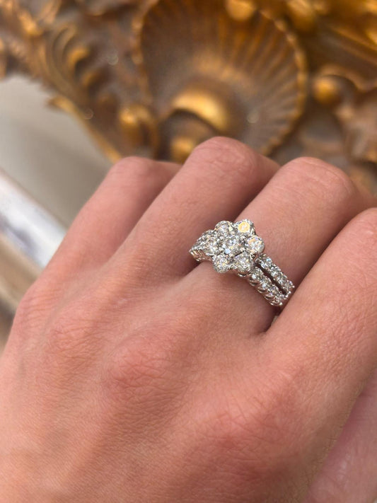 14CT Diamond Floral Cluster Ring in White Gold - Hyman’s Jewellers