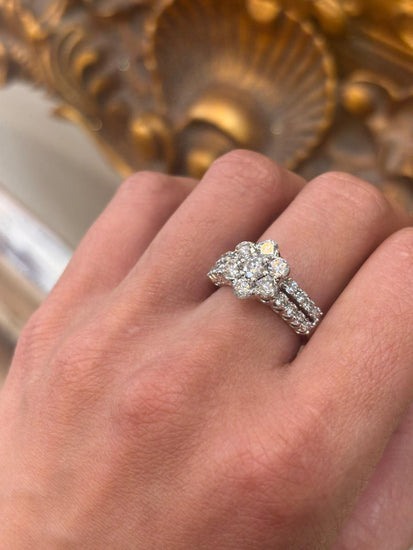 14CT Diamond Floral Cluster Ring in White Gold - Hyman’s Jewellers