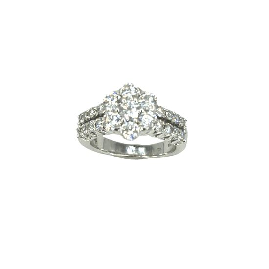 14CT Diamond Floral Cluster Ring in White Gold - Hyman’s Jewellers
