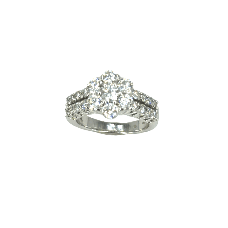 14CT Diamond Floral Cluster Ring in White Gold - Hyman’s Jewellers