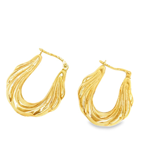 Women’s 9ct Yellow Gold Creole Hollow Hoop Earrings -2.9g