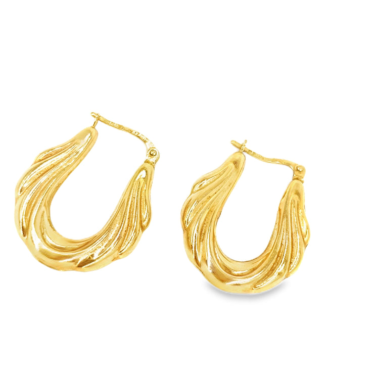 Women’s 9ct Yellow Gold Creole Hollow Hoop Earrings -2.9g