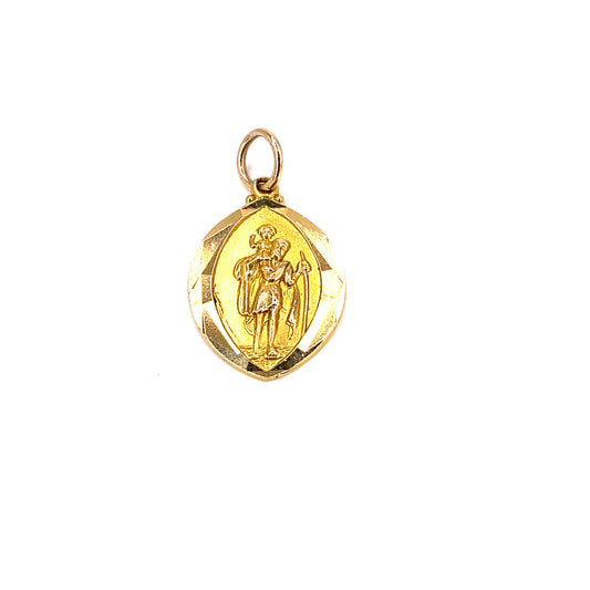 Unisex 9ct Yellow Gold St Christopher Pendant - 1.2g