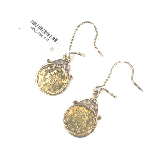 Women’s 22ct & 9ct Original American Dollar Coin Earrings - 1853
