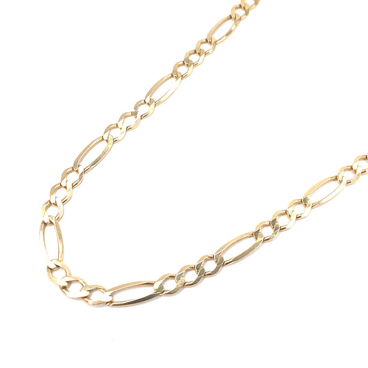 Unisex 9ct Yellow Gold Figaro Chain- 16.9g 24”