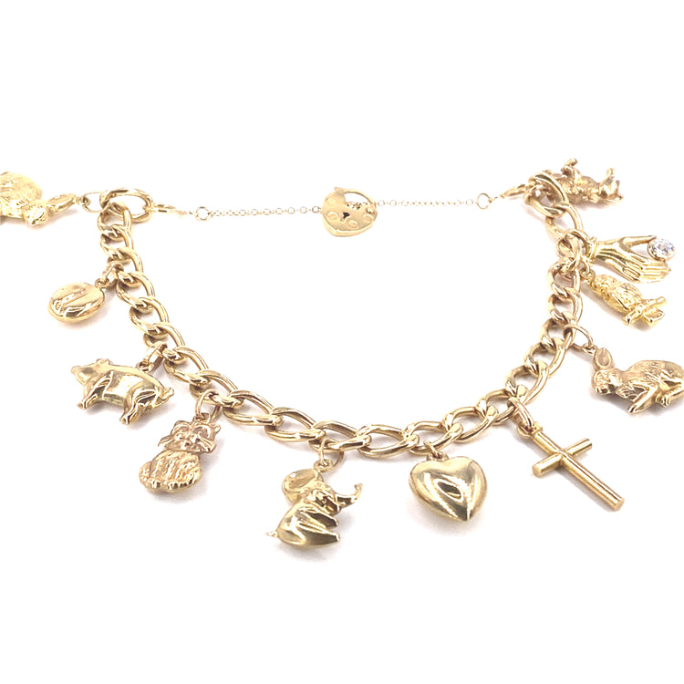 Women’s 9ct Yellow gold Hollow charm Bracelet- 16g