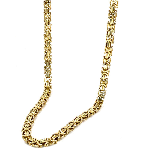 Men’s 9ct Yellow gold Flat Byzantine Chain - 42.8g 22”