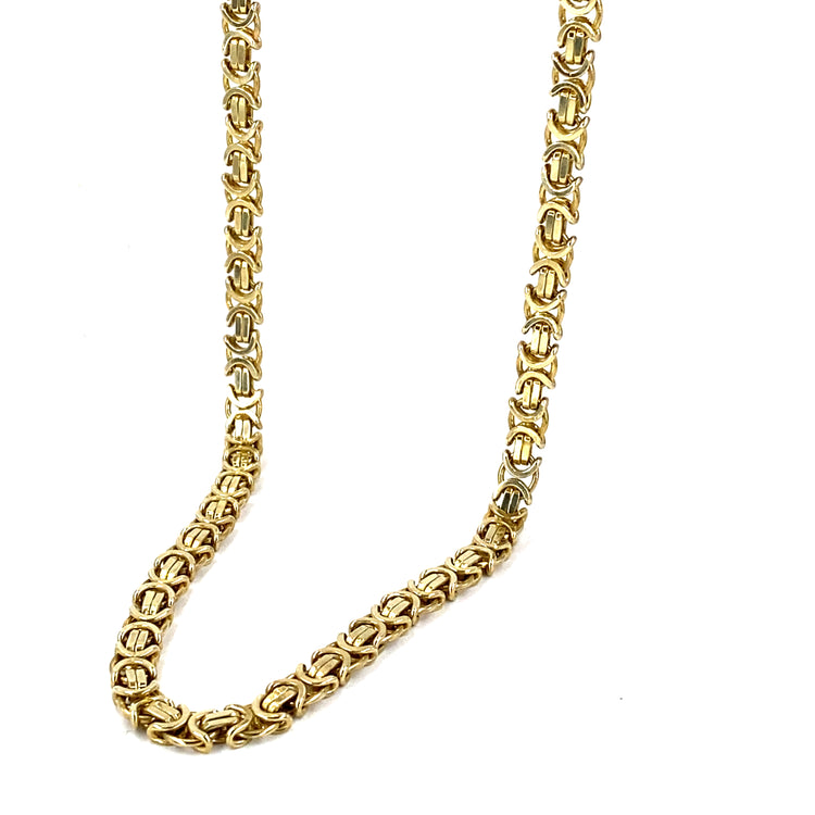 Men’s 9ct Yellow gold Flat Byzantine Chain - 42.8g 22”