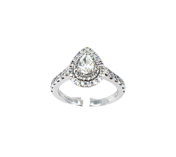 18ct Diamond Engagement Ring - 1ct Total, Pear Cut