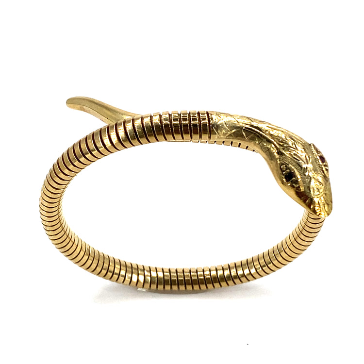 Women’s 9ct Yellow Gold Vintage Snake Bangle - 24.8g