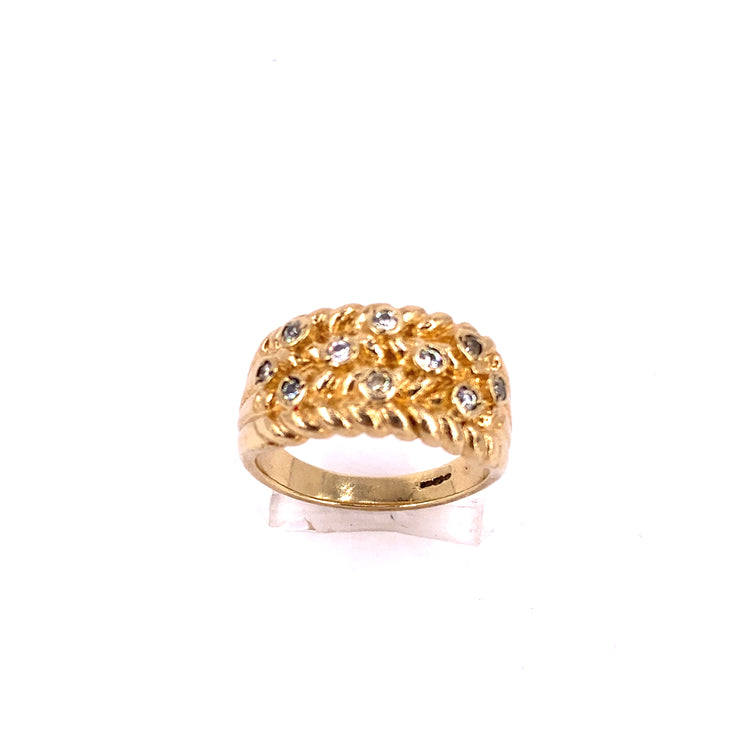 Men’s 9ct Yellow Gold Cz Keeper Ring - 12g