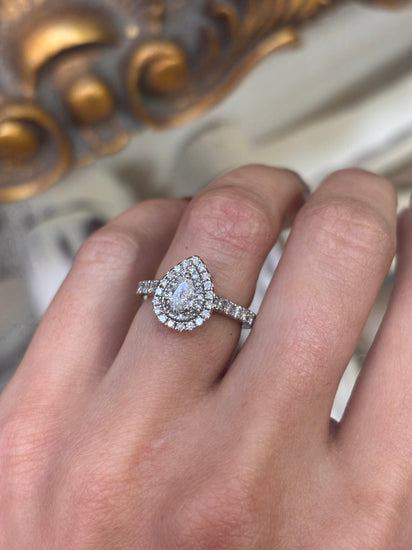 18ct Diamond Engagement Ring - 1ct Total, Pear Cut - Hyman’s Jewellers