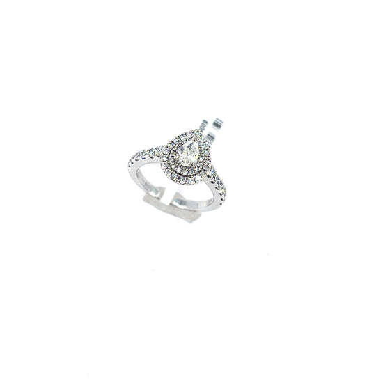 18ct Diamond Engagement Ring - 1ct Total, Pear Cut - Hyman’s Jewellers