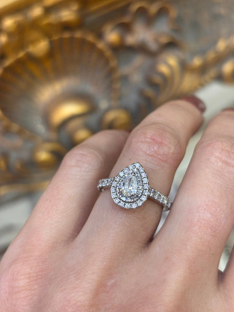 18ct Diamond Engagement Ring - 1ct Total, Pear Cut - Hyman’s Jewellers