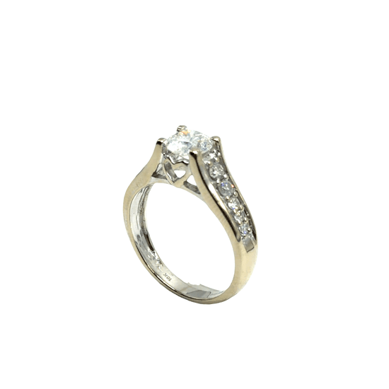 18CT White Gold Diamond Ring with Heart Cutout Gallery 4.9g - Hyman’s Jewellers