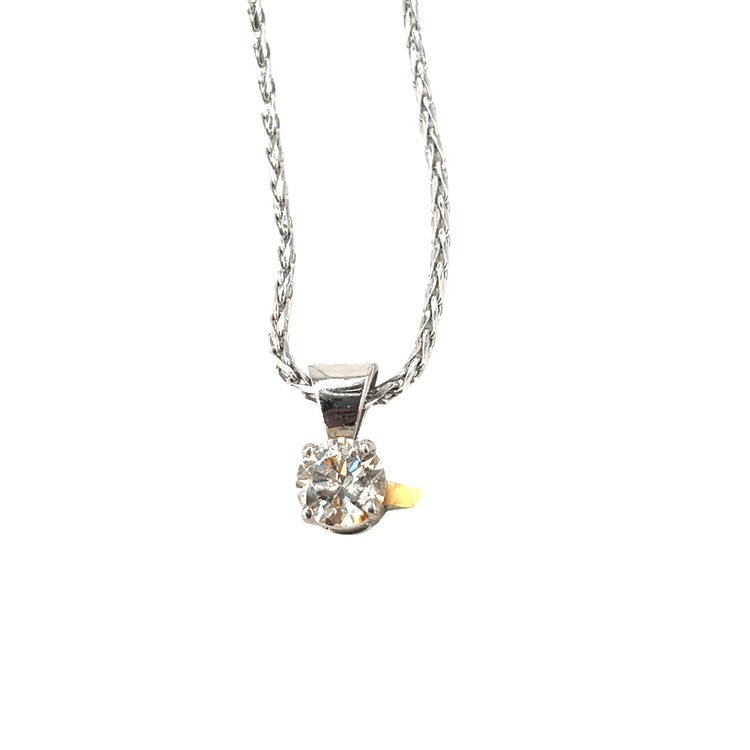 18ct White Gold Diamond Solitaire Pendant - 0.90ct Si1 - Hyman’s Jewellers