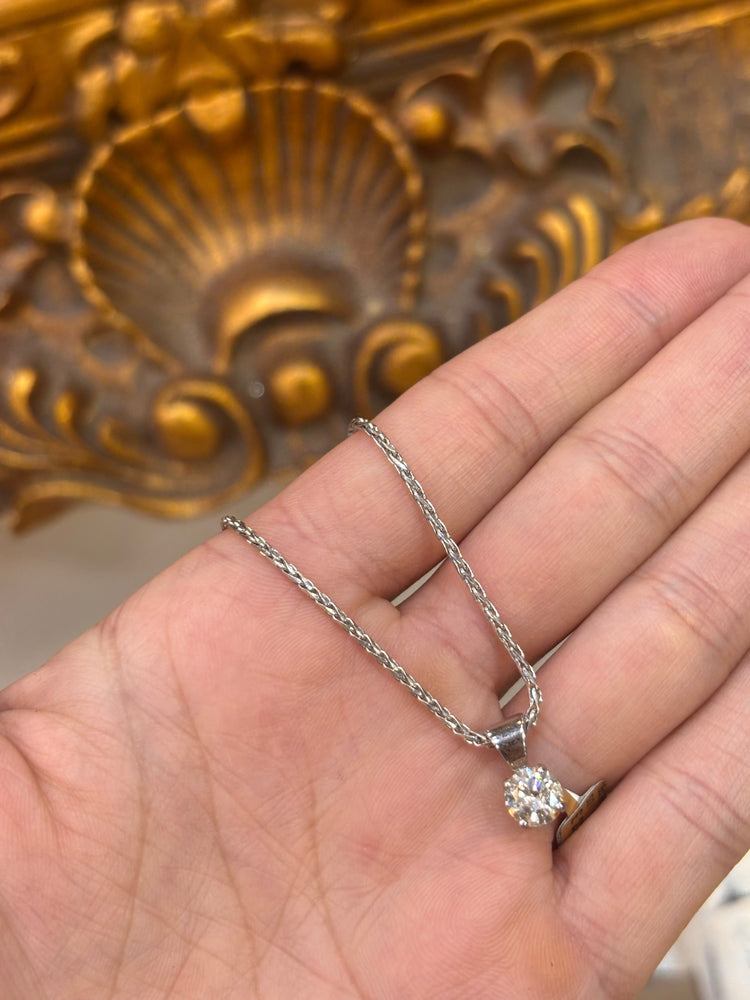 18ct White Gold Diamond Solitaire Pendant - 0.90ct Si1 - Hyman’s Jewellers