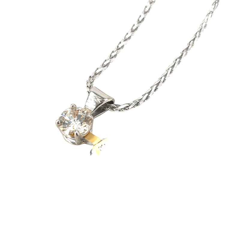 18ct White Gold Diamond Solitaire Pendant - 0.90ct Si1 - Hyman’s Jewellers