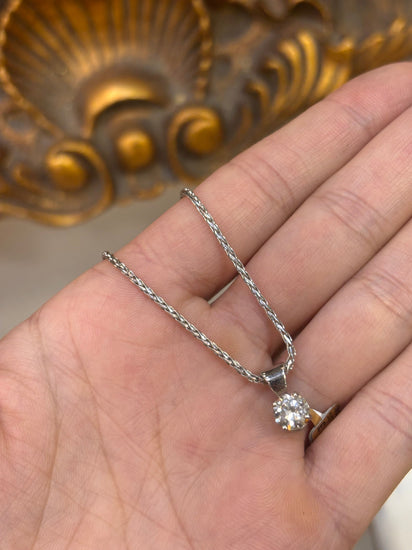 18ct White Gold Diamond Solitaire Pendant - 0.90ct Si1 - Hyman’s Jewellers