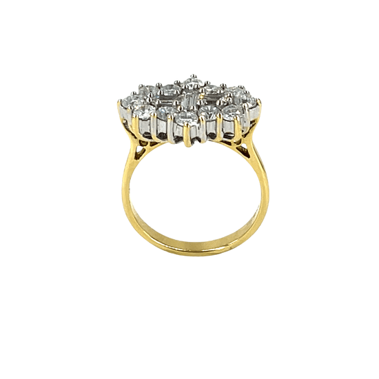18ct Yellow Gold Diamond Cluster Ring with Baguette Centre - Hyman’s Jewellers