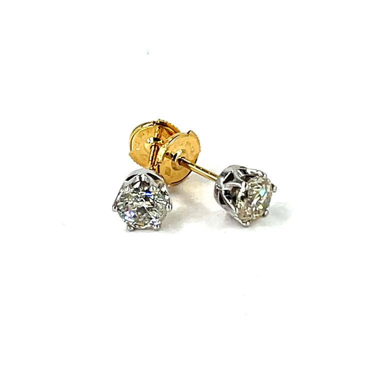 18ct Yellow Gold Round Diamond Solitaire Stud Earrings - Hyman’s Jewellers
