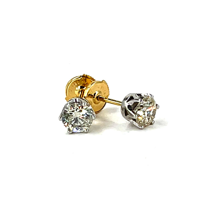 18ct Yellow Gold Round Diamond Solitaire Stud Earrings - Hyman’s Jewellers