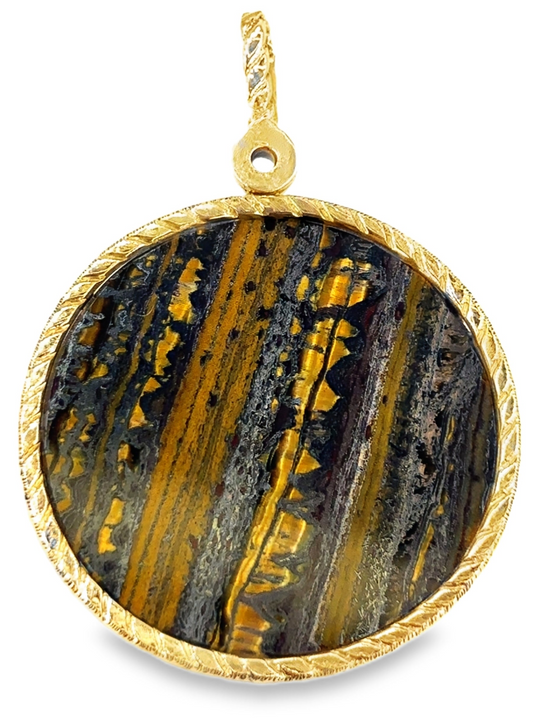 Women’s 9ct Yellow Gold Tiger’s Eye Pendant - 19g