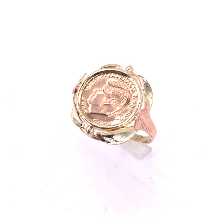 Women’s 14ct Yellow Gold Kennedy Head Cast Coin Ring - 2.1g