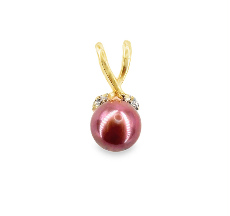 Women’s 18ct Red Pearl Diamond Pendant - 1.5g