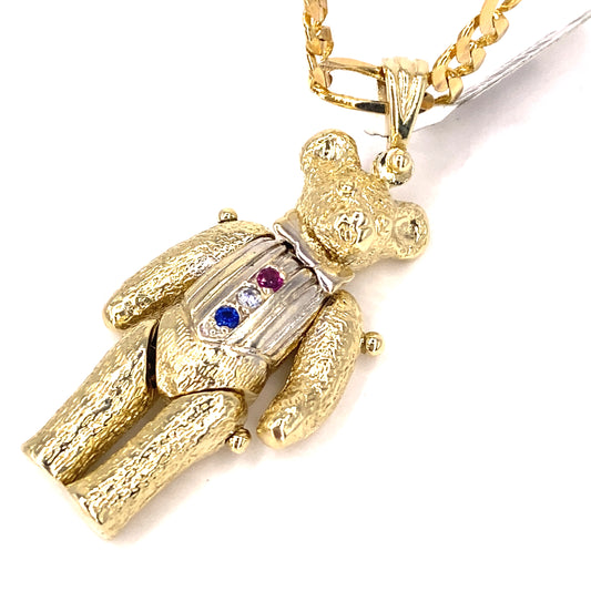 Unisex 9ct Yellow Gold Bear Pendant - 12.9g