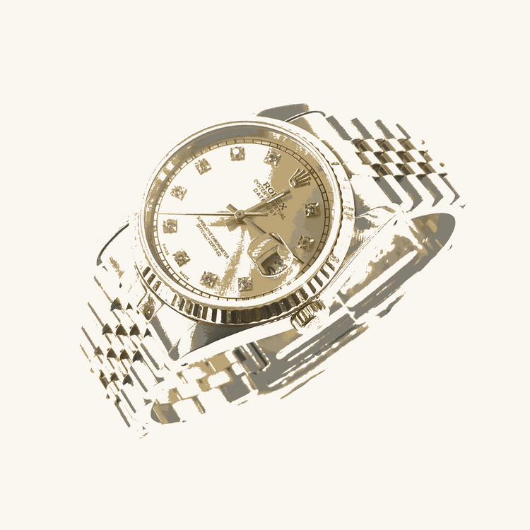 Men’s 18ct Yellow Gold & Oyster Steel Rolex Datejust 36mm Watch - Champagne Dial Diamond Dot
