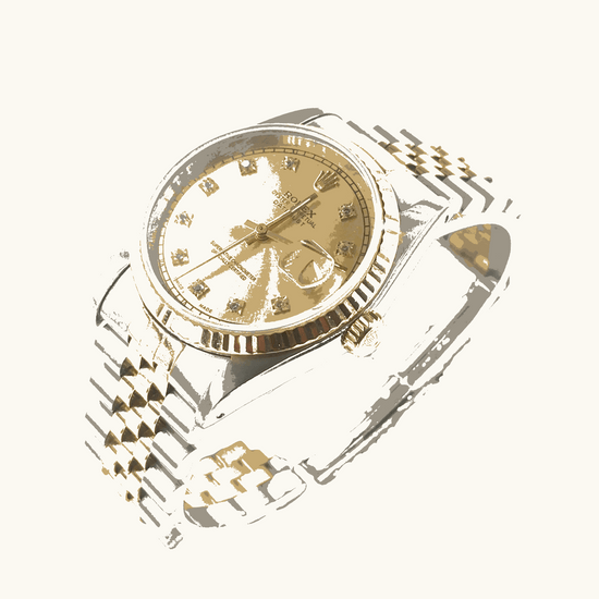 Men’s 18ct Yellow Gold & Oyster Steel Rolex Datejust 36mm Watch - Champagne Dial Diamond Dot