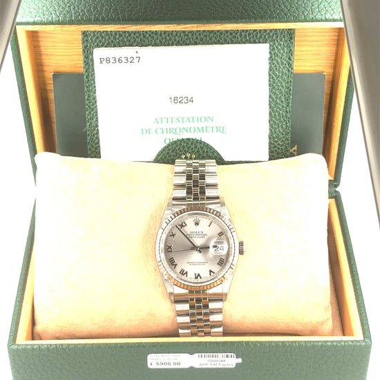 Men’s Stainless Steel Rolex DateJust 36 Watch - Roman Numerals