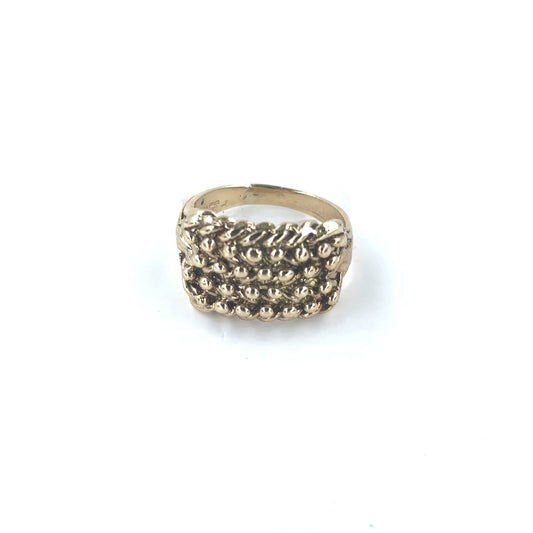 Men’s 9ct Yellow Gold Keeper Buckle Ring - 5.6g Size L