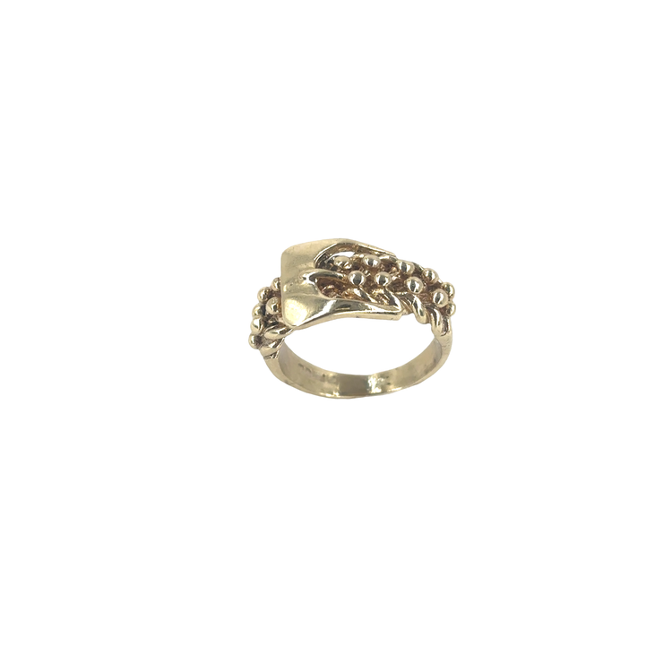Men’s 9ct Yellow Gold Vintage Style Keeper Buckle Ring- 6g