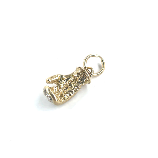 Men’s 9ct Yellow Gold Boxing Glove Pendant with Round Brilliant Cut Czs - 4.6g 3cm