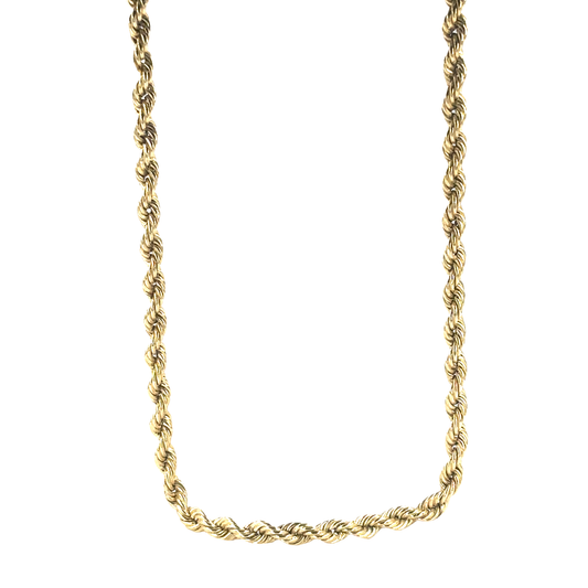Men’s 9ct Classic Yellow Gold Hollow Rope Chain Necklace- 0.5cm 28” 12.5g