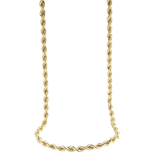 Men’s 9ct Classic Yellow Gold Hollow Rope Chain Necklace- 0.5cm 28” 12.5g