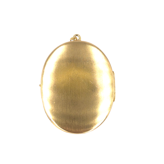 Women's 9ct Engraved Floral Yellow Gold Oval Pendant - 8g