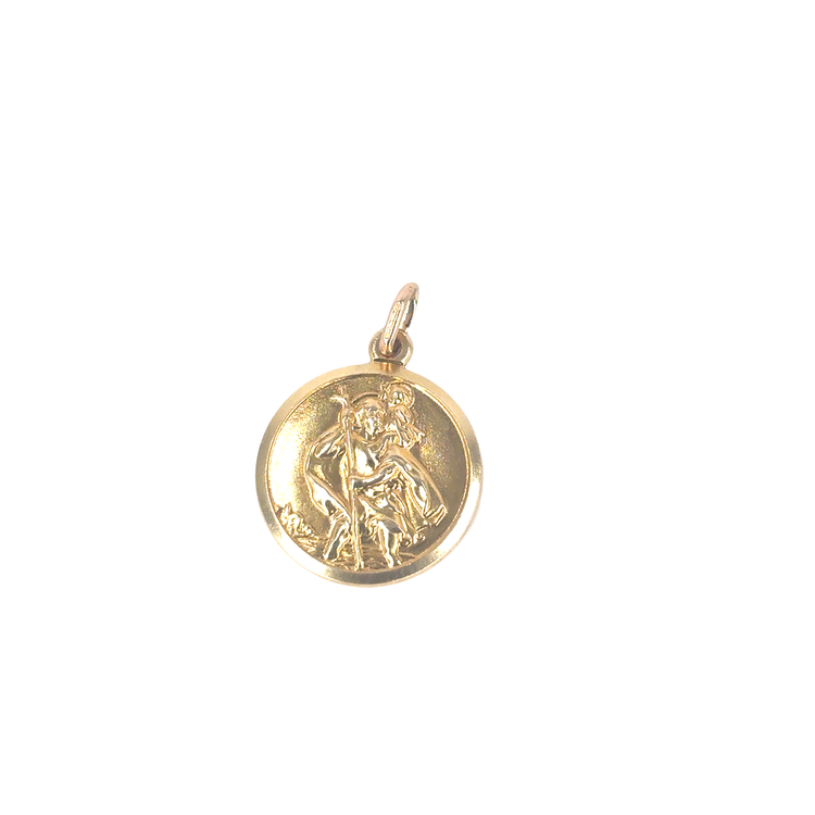 Women’s 9ct Yellow Gold St Christopher Religious Pendant with Detailed Design- 3.1g 1.8cm