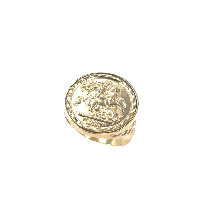 Men’s 9ct Intricate Yellow Gold Commemorative St George Coin with Detailed Markings- 1.5g Size N