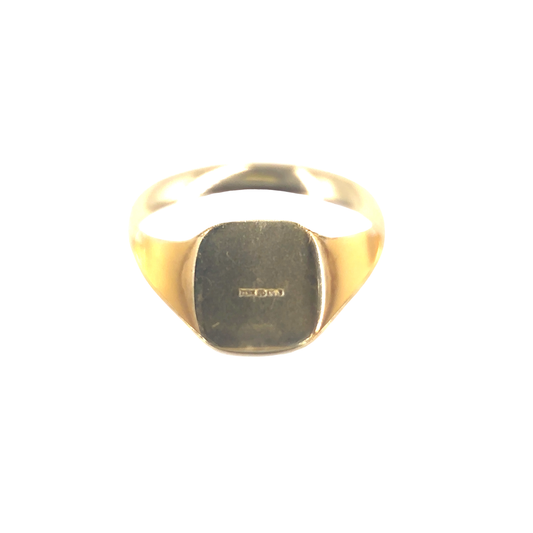 9ct Yellow Gold Engraved Signet Ring- Size V