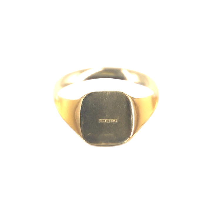 9ct Yellow Gold Engraved Signet Ring- Size V